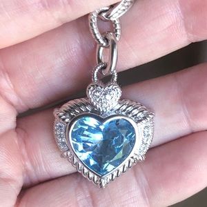Judith Ripka SS Blue Topaz Heart Pendant